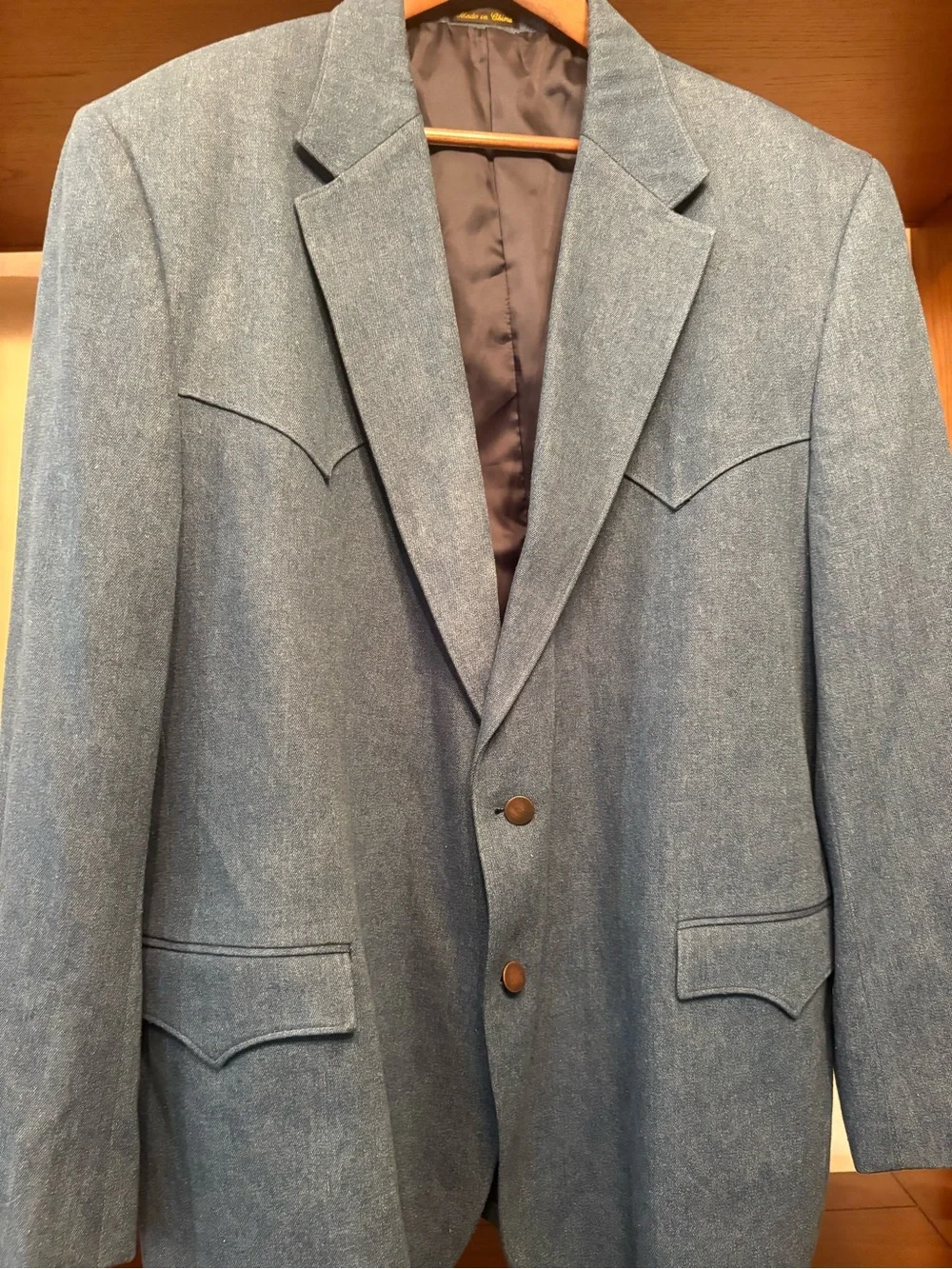 Men's Blue Denim Western Sport Coat